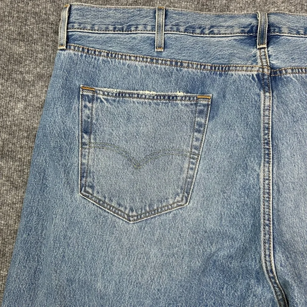 Levi's 501 Jeans Men's Blue Denim Distressed Pockets Classic Button Fly - 44X32